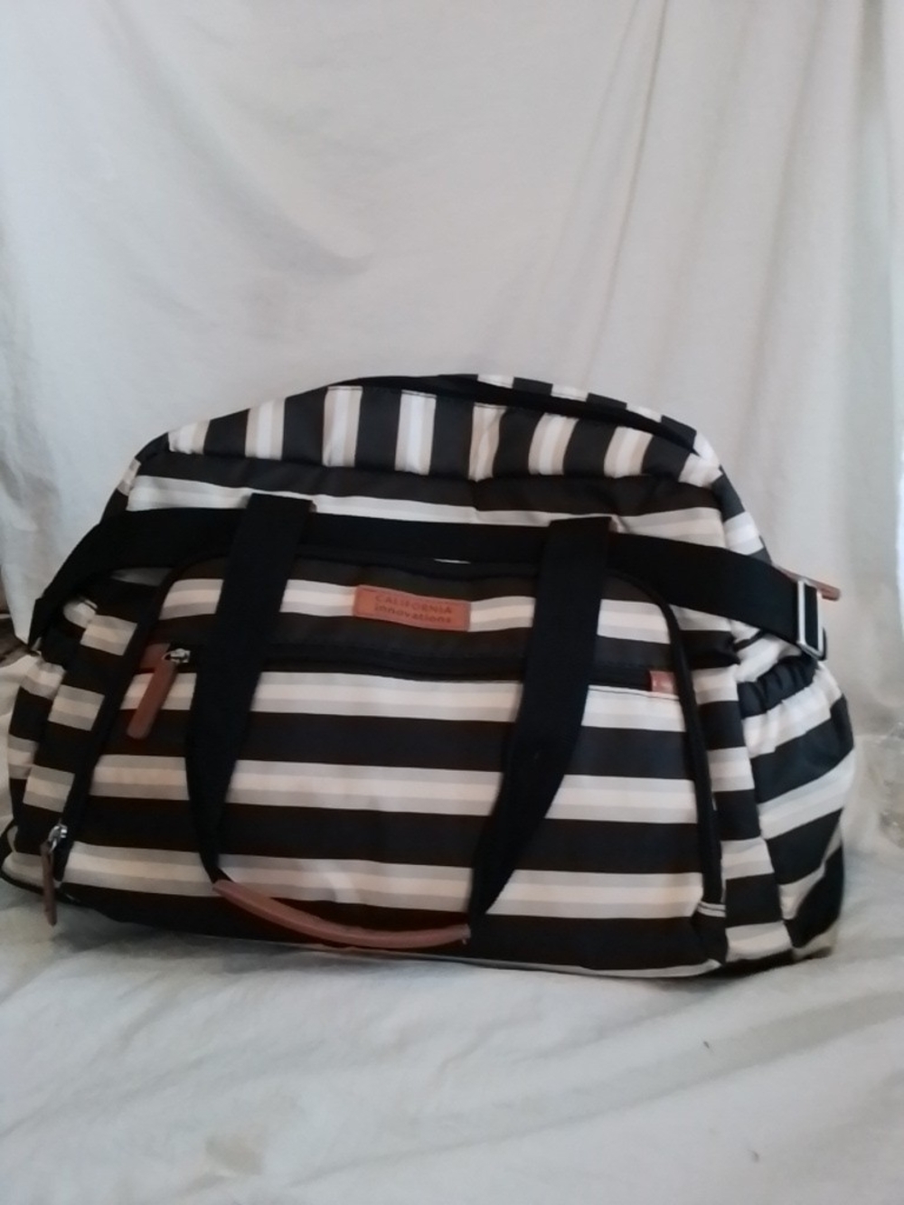 Striped Black & White Weekender Bag